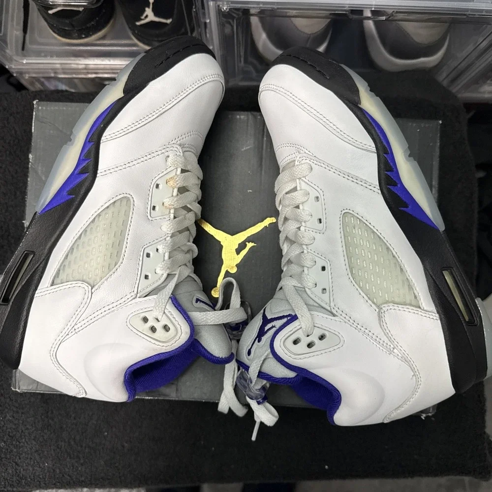 Jordan Air Jordan 5 Retro Concord White Purple Black Leather Sneakers size 7Y - Picture 10 of 13